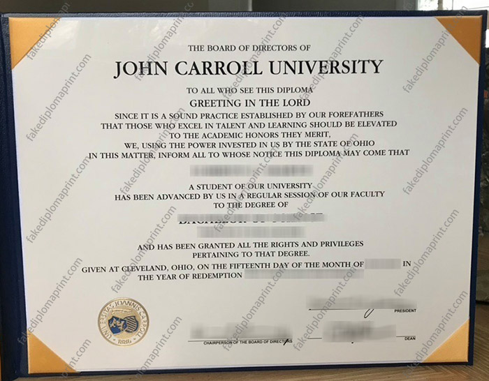JOHN CARROLL UNIVERSITY diploma