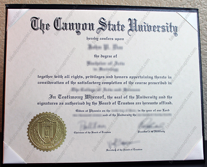 the Canyon State University diploma