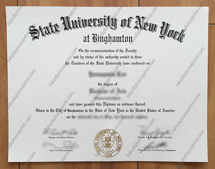 State University of New York at Binghamton diploma