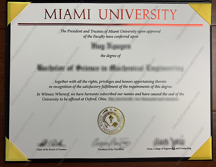 Miami University diploma