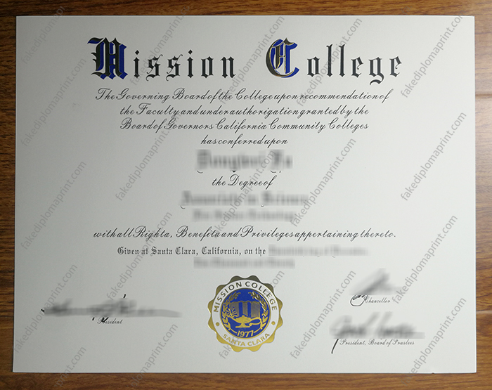 Mission College diploma