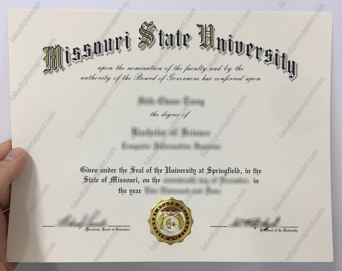 Missouri State University diploma