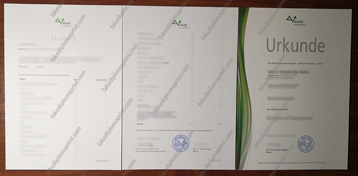 AKAD University diploma and transcript