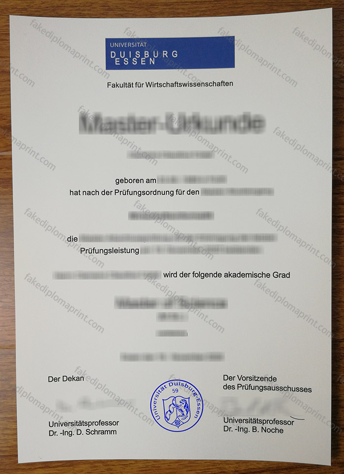 Universitat Duisburg Essen diploma