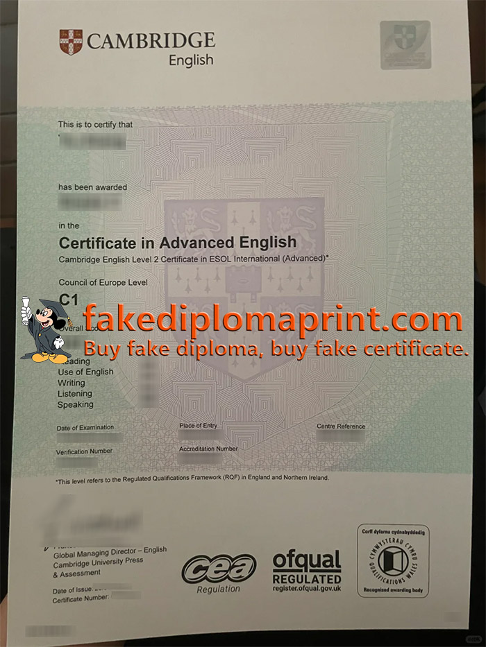 Cambridge CAE certificate