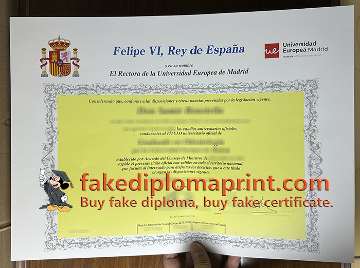 Universidad Europea de Madrid diploma