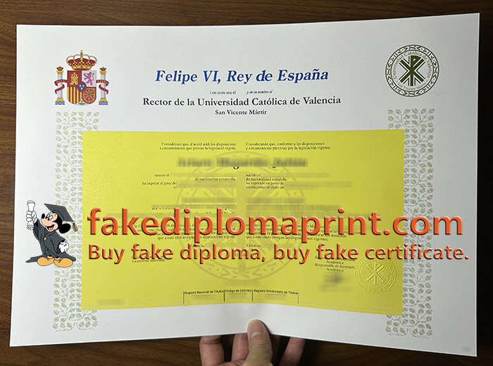 Universidad Católica de Valencia San Vicente Mártir diploma