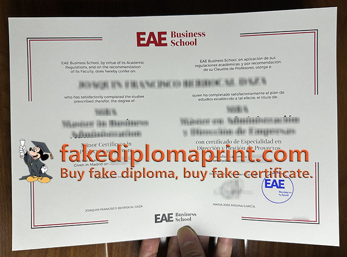 EAE Business School certificate