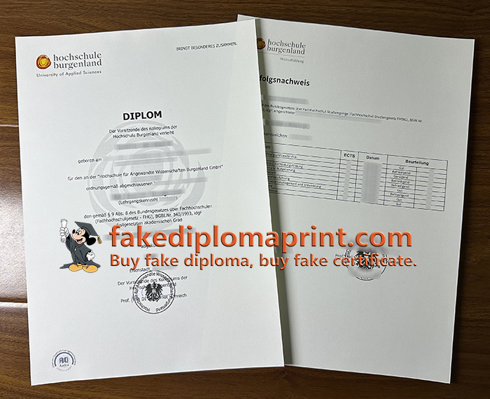 Hochschule Burgenland diploma and transcript
