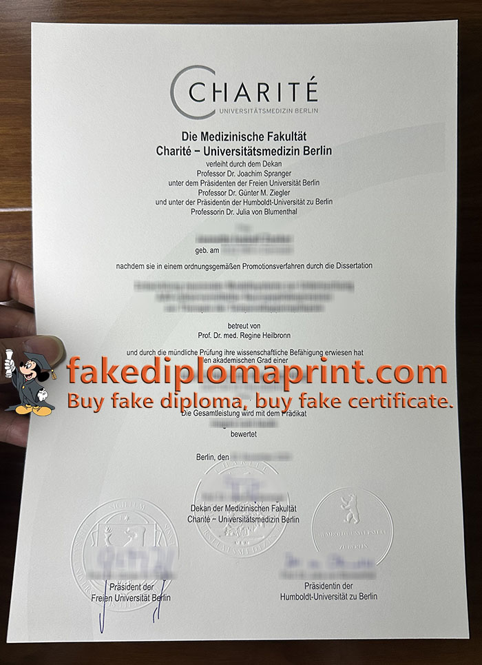 Charité – Universitätsmedizin Berlin Urkunde