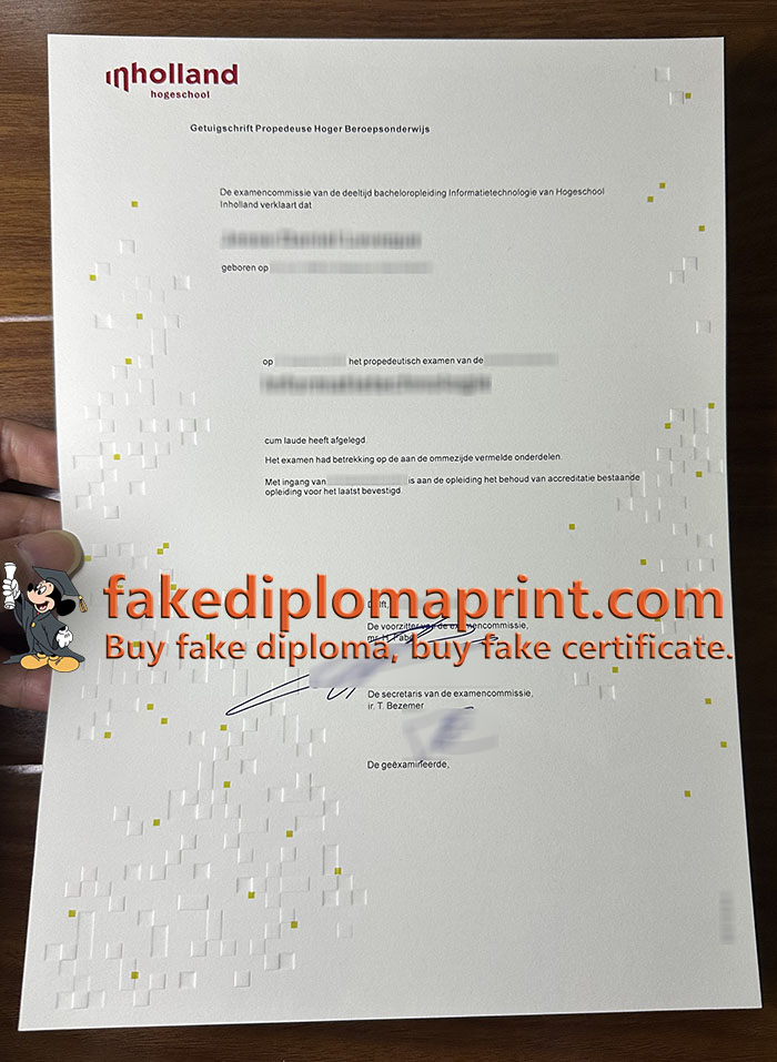 Hogeschool Inholland getuigschrift