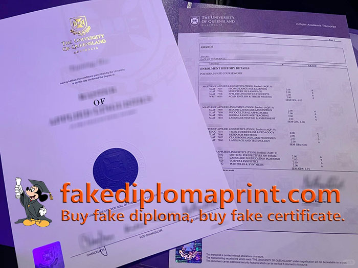 University of Queensland diploma and transcript